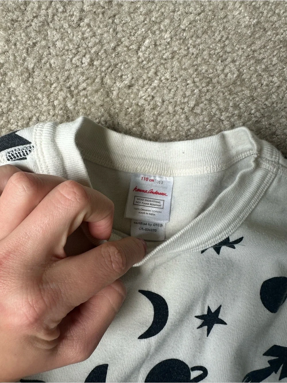Hanna Andersson Boys Space Organic Cotton Pajama Set Size 5 110cm
